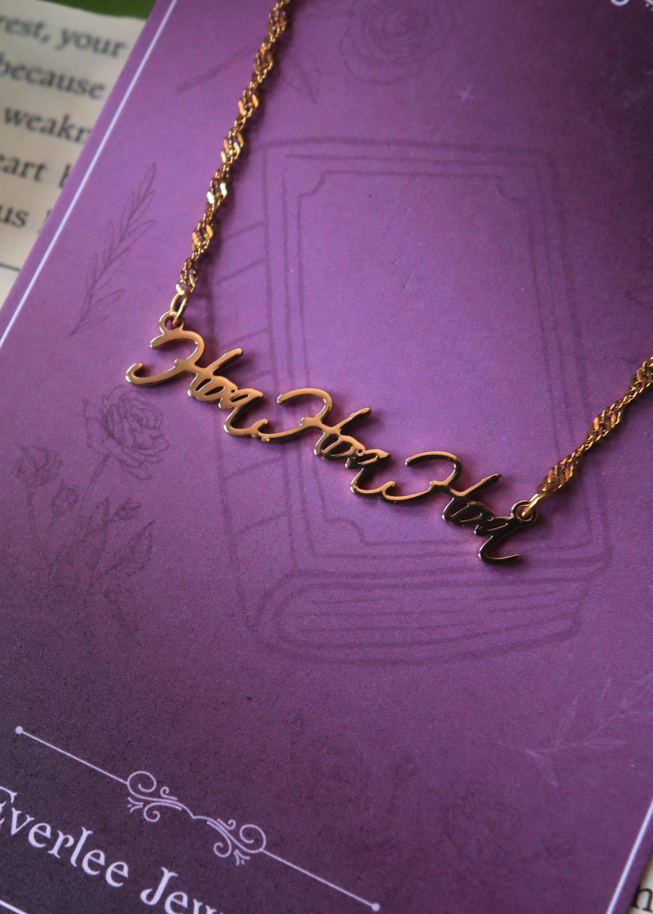 Hoa Hoa Hoa Name Necklace, Twilight Autumn Fall Season Jewellery, Funny Gift, Stainless Steel Gold and Silver