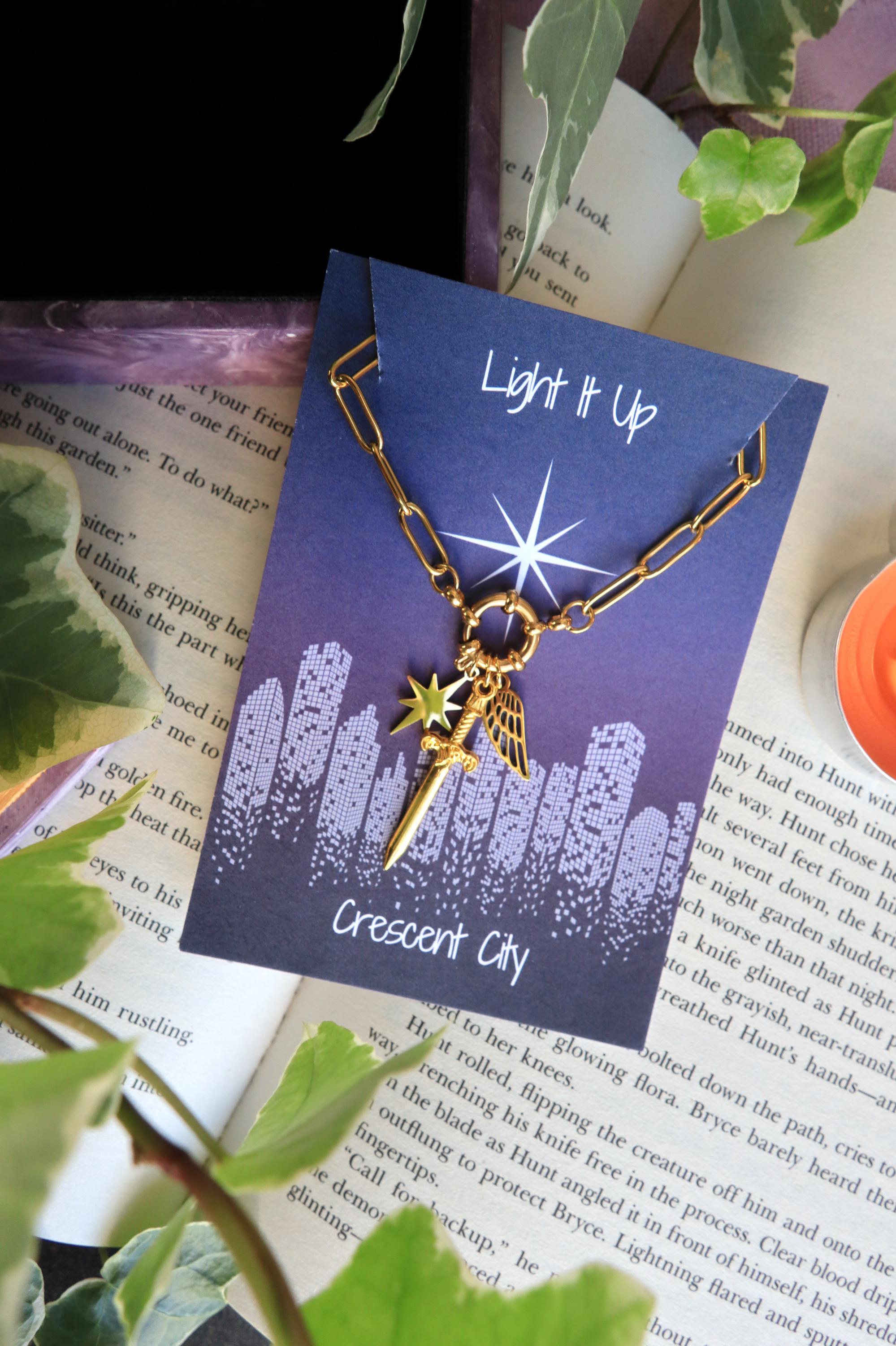 Officially Licenced Crescent City Starborn Charm Necklace, Bryce Quinlan, Gold and Silver, Fantasy Books, Bookish merch, Reader Gift