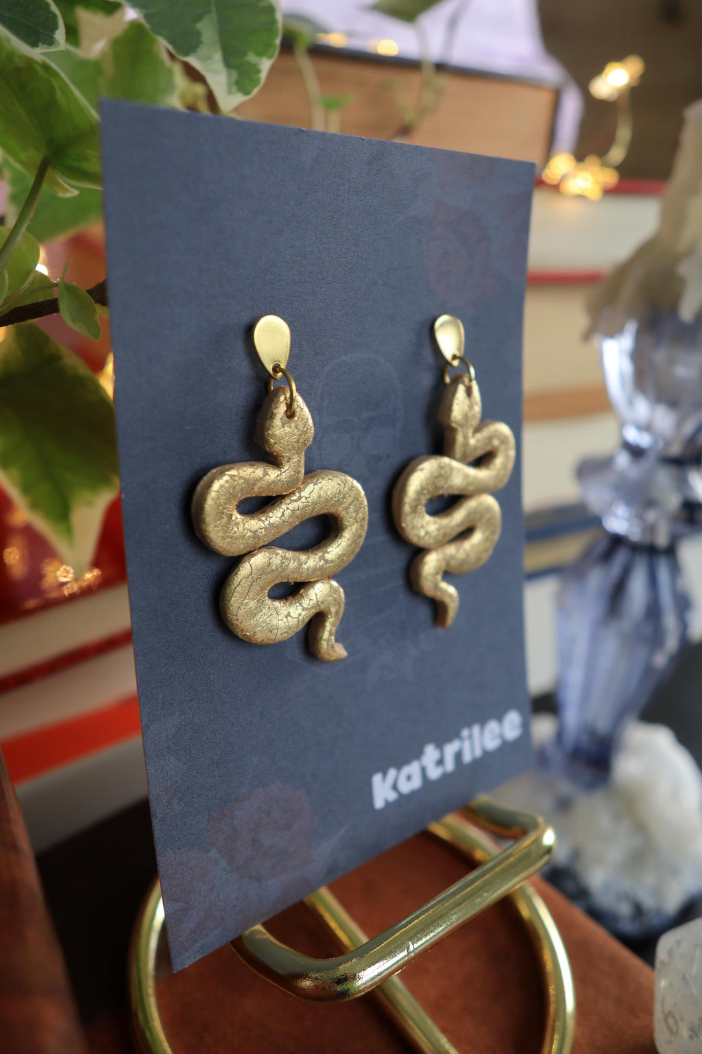 Gold Snake Earrings, Stainless Steel Gold and Silver, Gothic Witchy Dangle Earrings, Fantasy Bookish Jewellery, Handmade Gift