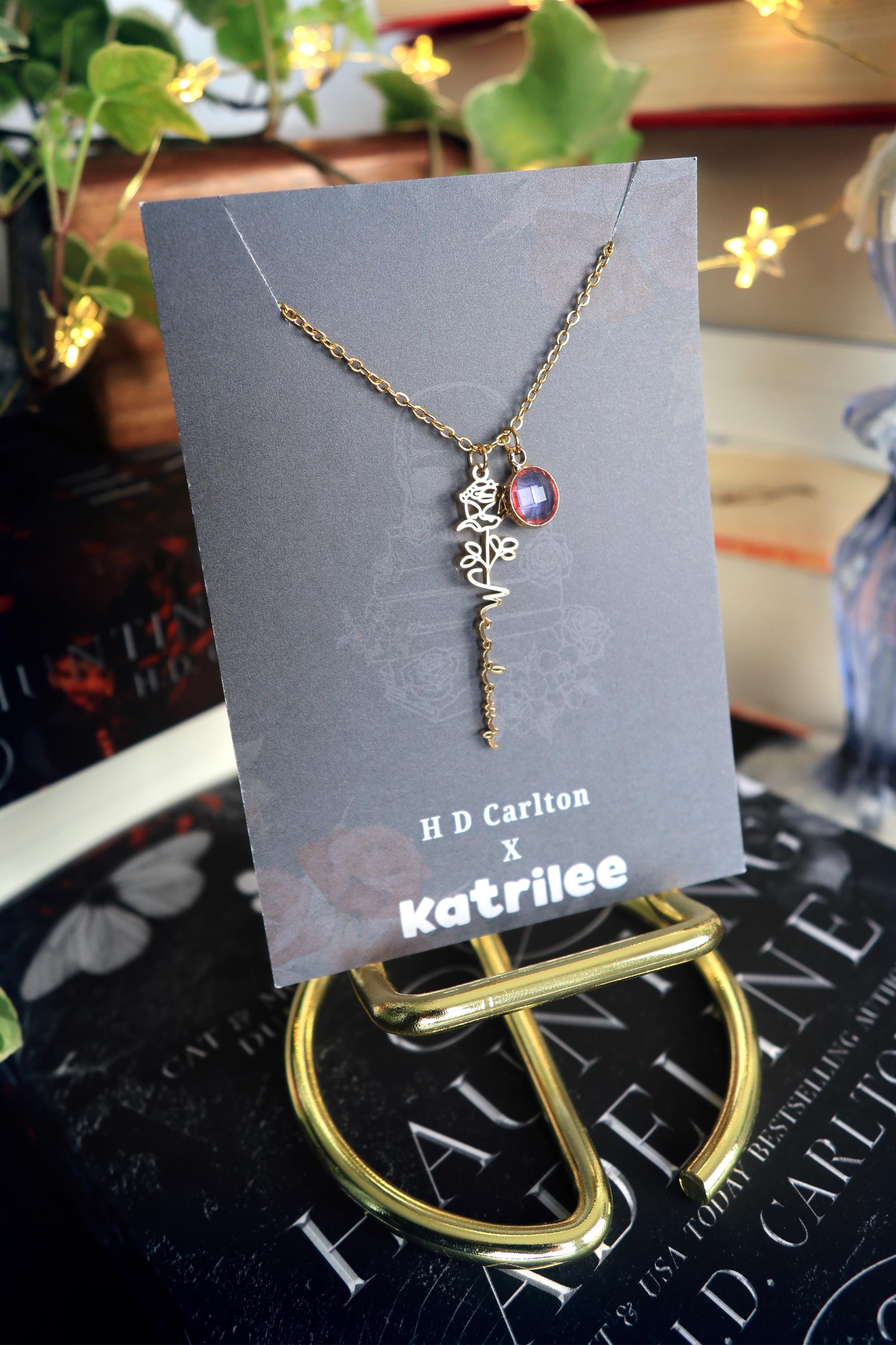 Haunting Adeline Meadows Stainless Steel Gold and Silver Name Necklace, H D Carlton Dark Romance Bookish Merch, Gift For Reader