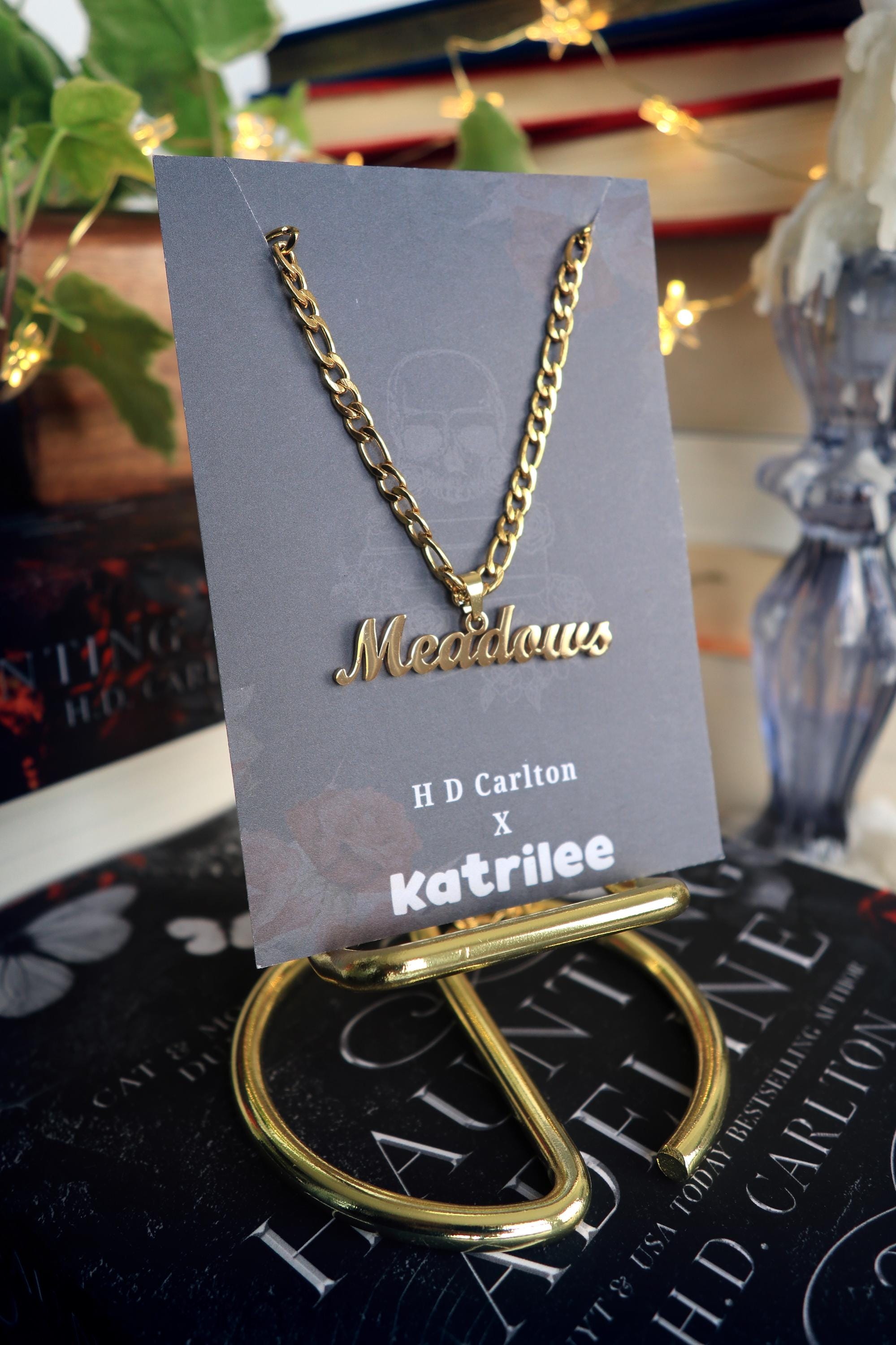 Haunting Adeline 'Meadows' Name Necklace: Stainless Steel Chunky Chain