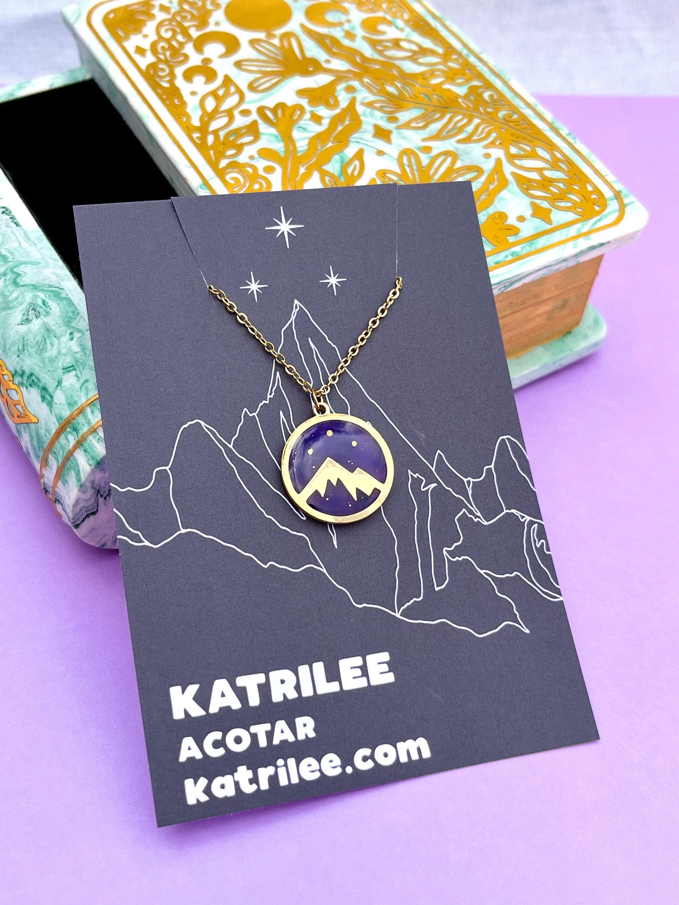 Officially Licenced ACOTAR Velaris Night Court City Of Dreams Feyre Rhysand Silver and Gold Pendant Necklace, Mist and Fury Fae Night Sky