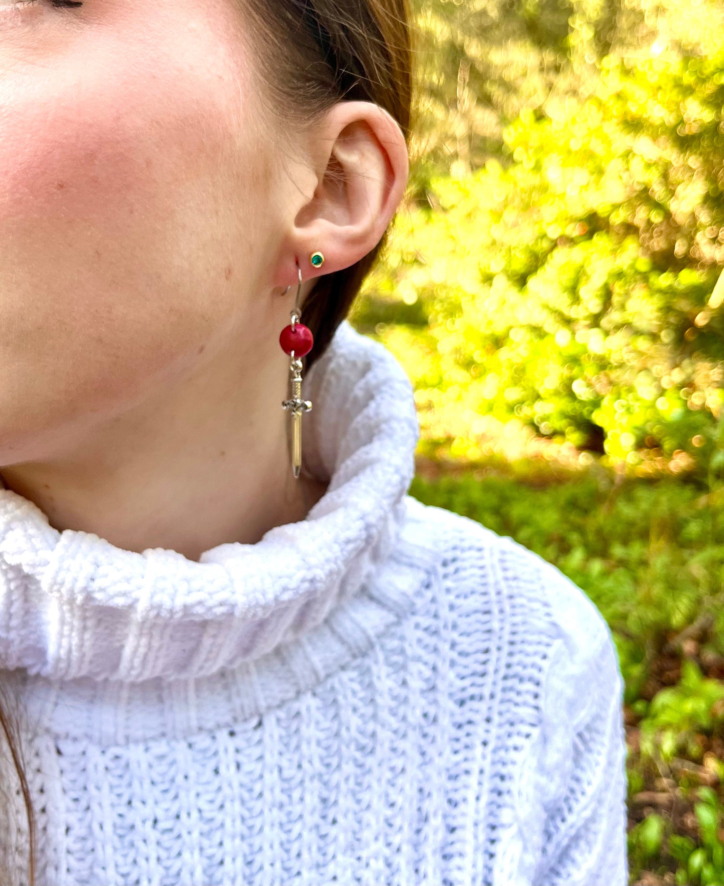 Officially Licenced Goldryn Sword Stainless Steel Earrings, Throne of Glass Merch, Aelin Galathynius, Fantasy Books, Silver, Bookish Gift