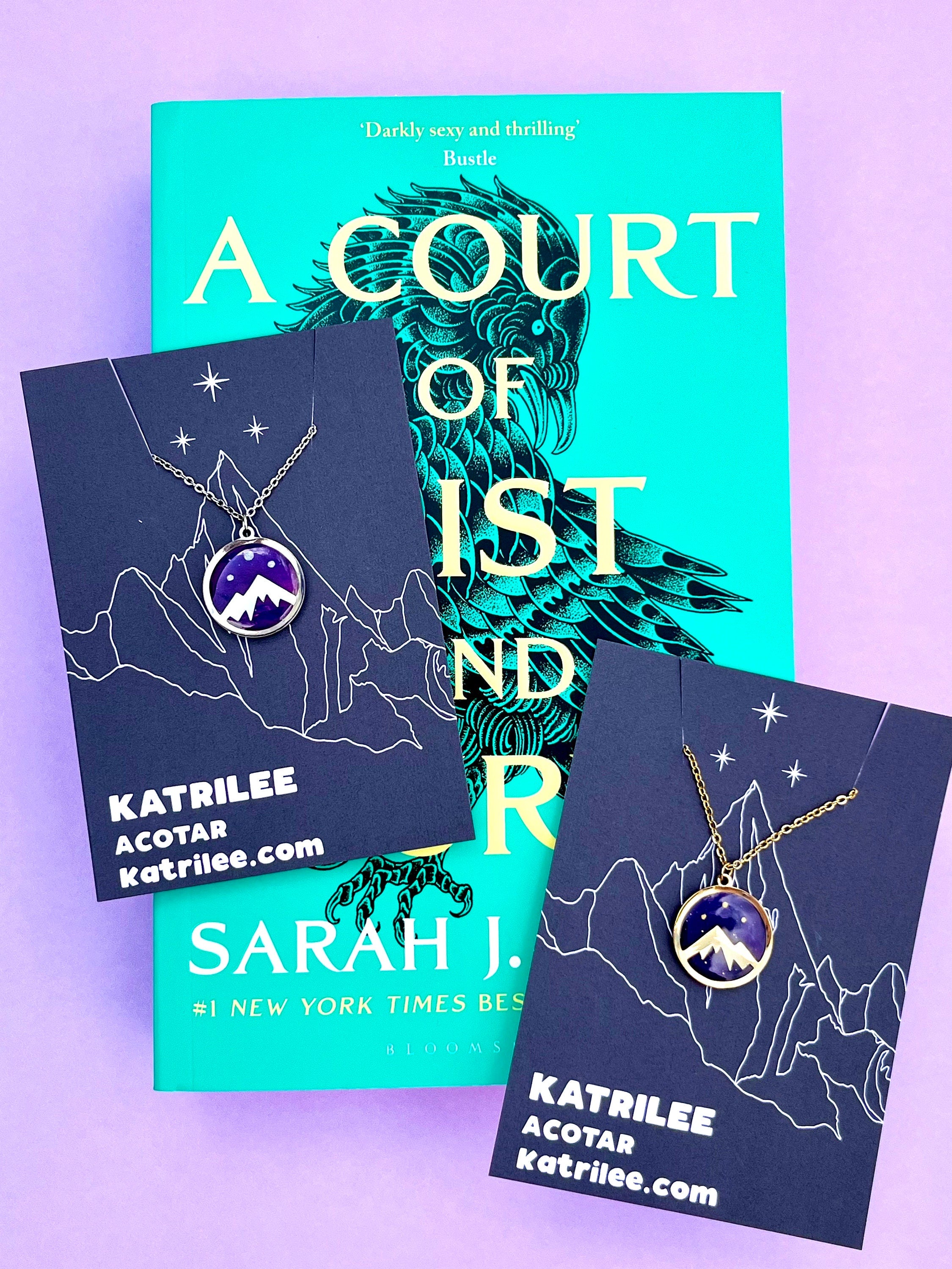 Officially Licenced ACOTAR Velaris Night Court City Of Dreams Feyre Rhysand Silver and Gold Pendant Necklace, Mist and Fury Fae Night Sky