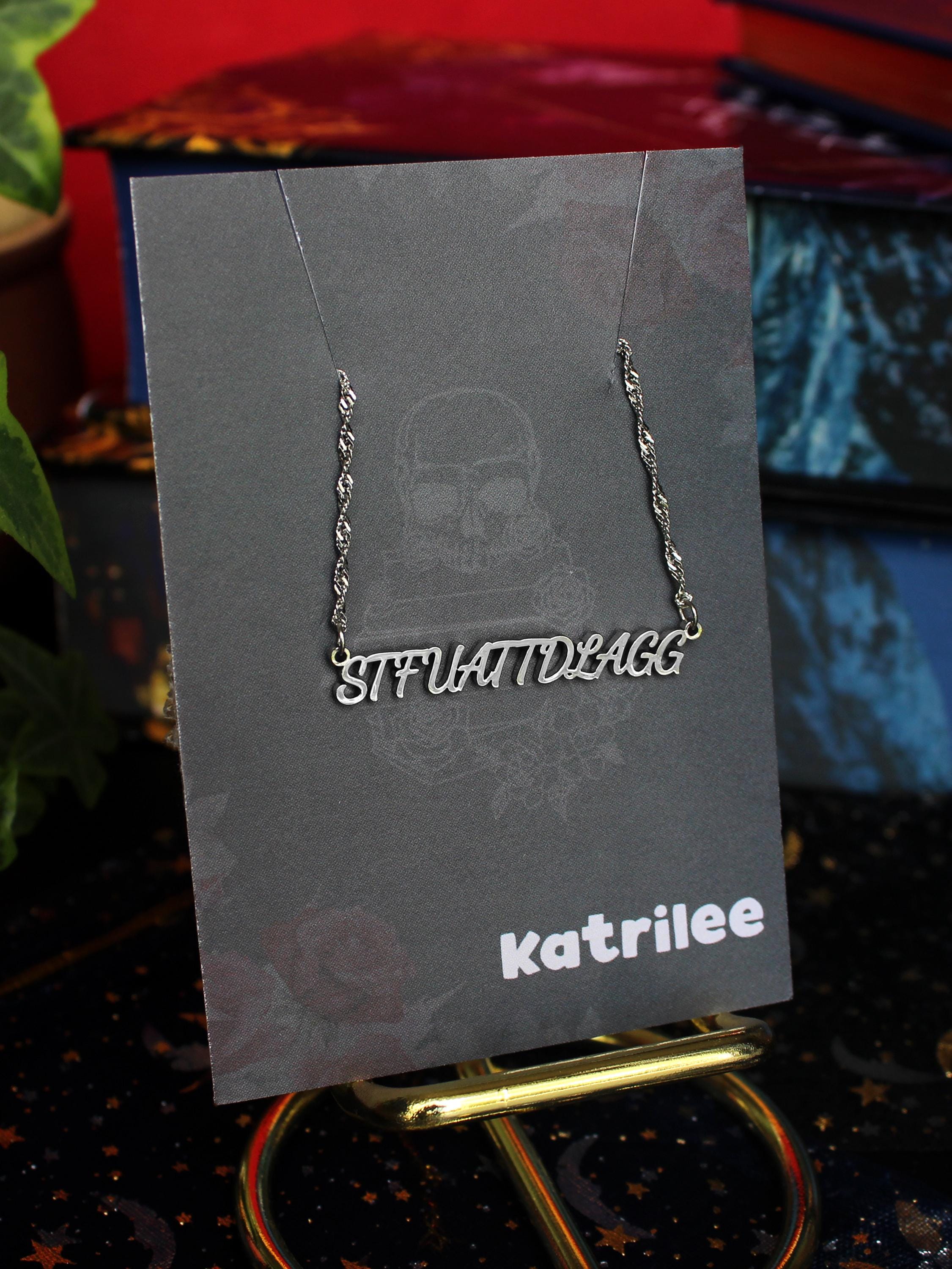 STFUATTDLAGG Stainless Steel Dark Romance Necklace, book bestie, laser cut name necklace, gold silver, bookish merch gift for reader booktok