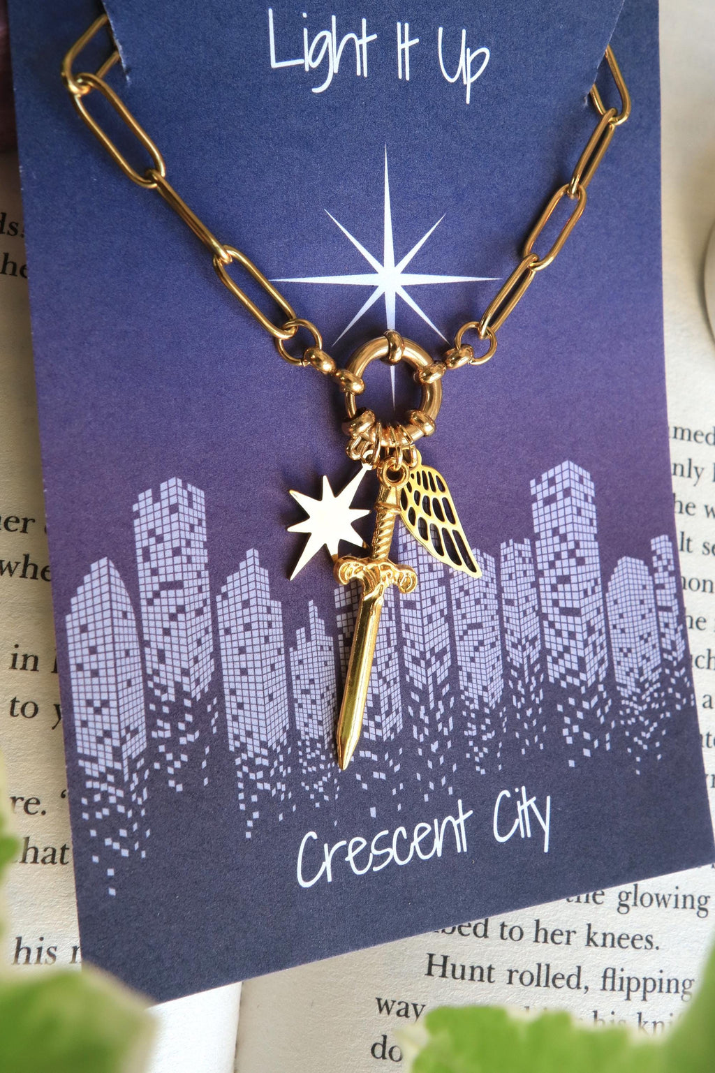 Officially Licenced Crescent City Starborn Charm Necklace, Bryce Quinlan, Gold and Silver, Fantasy Books, Bookish merch, Reader Gift
