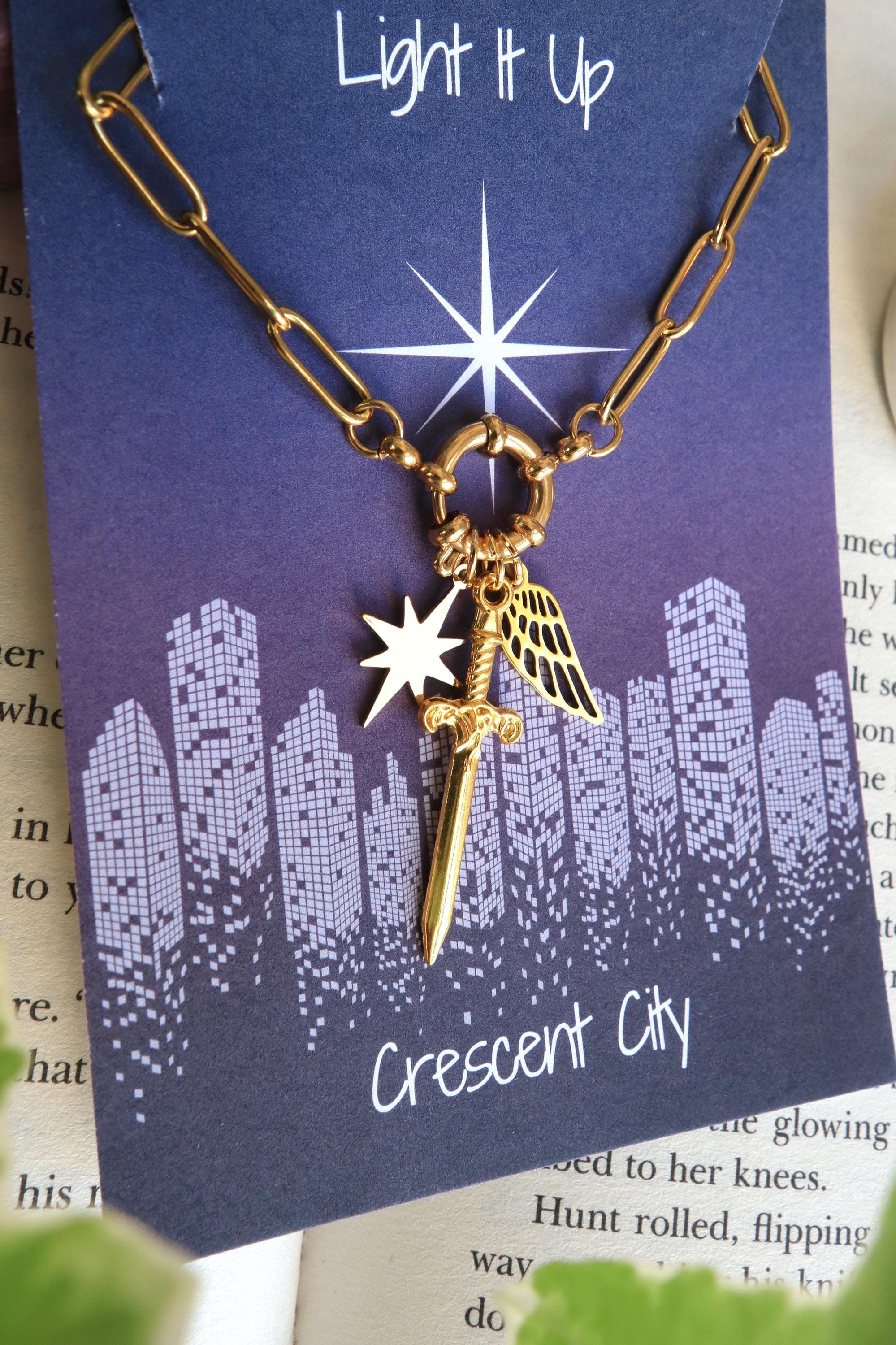Officially Licenced Crescent City Starborn Charm Necklace, Bryce Quinlan, Gold and Silver, Fantasy Books, Bookish merch, Reader Gift