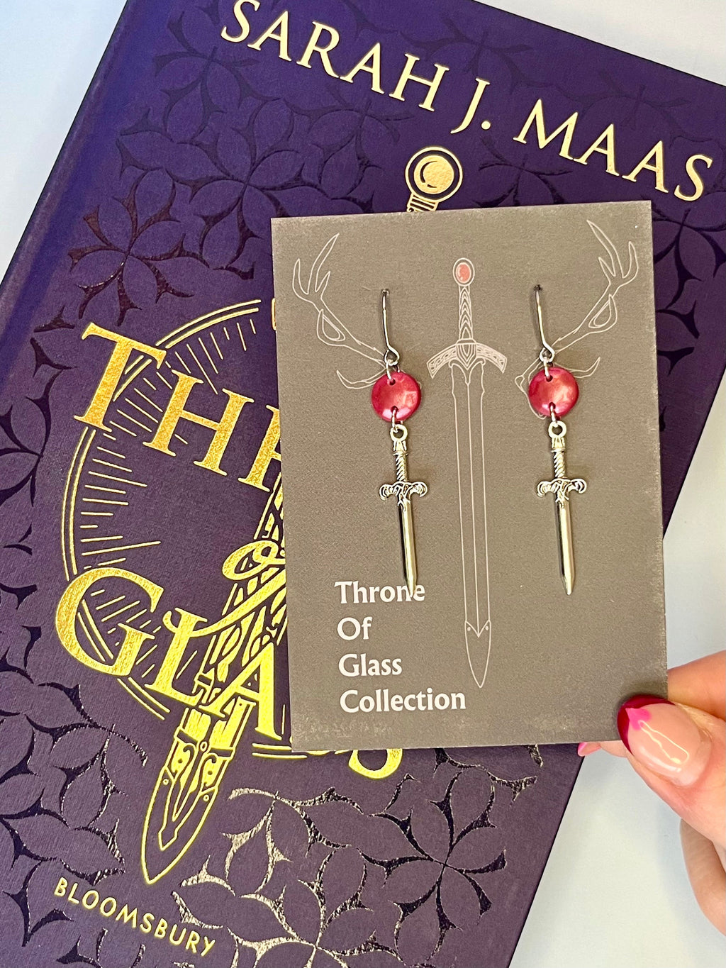 Officially Licenced Goldryn Sword Stainless Steel Earrings, Throne of Glass Merch, Aelin Galathynius, Fantasy Books, Silver, Bookish Gift