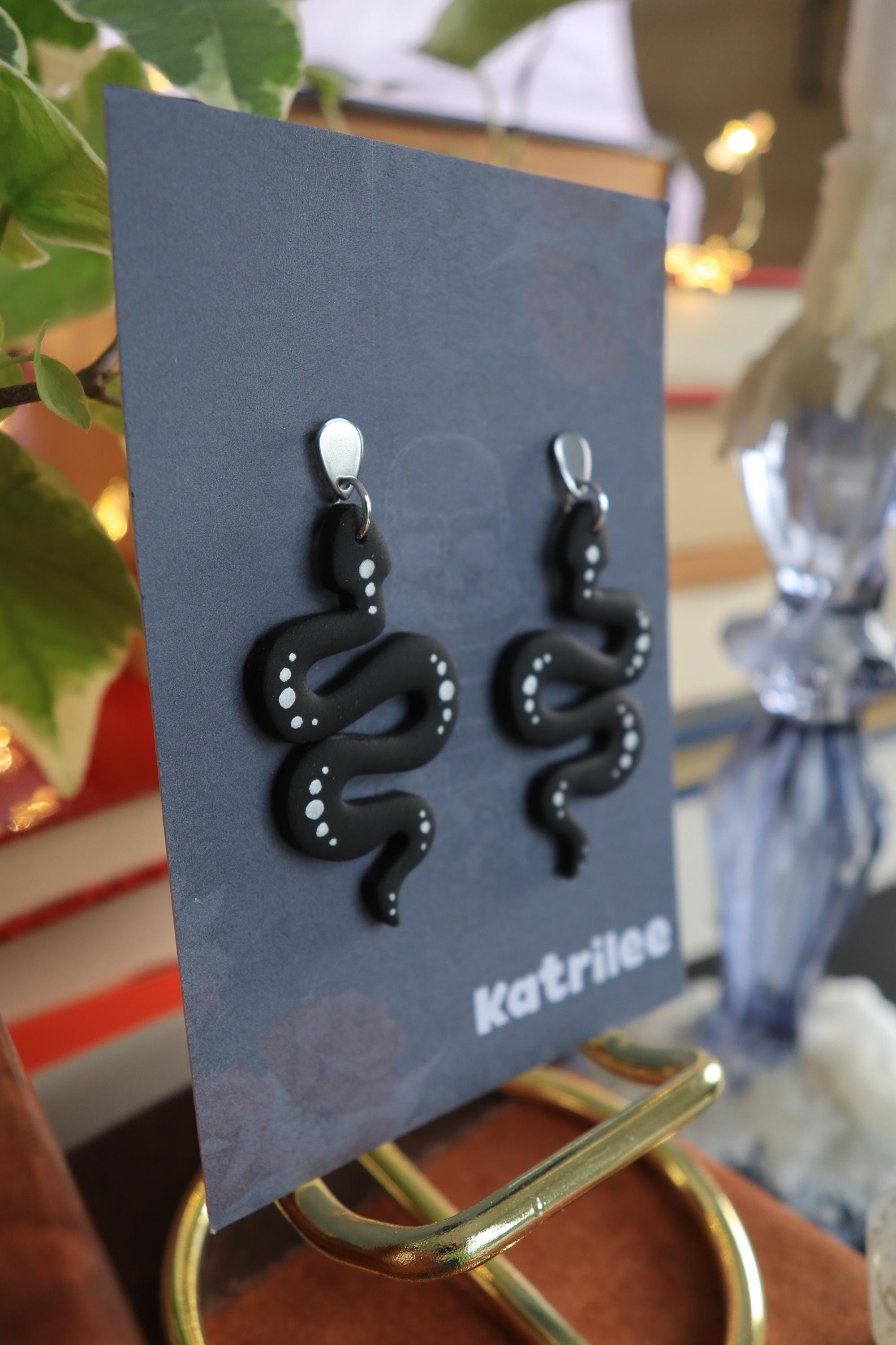 Black Snake Dangle Earrings: Gothic Witchy Jewelry