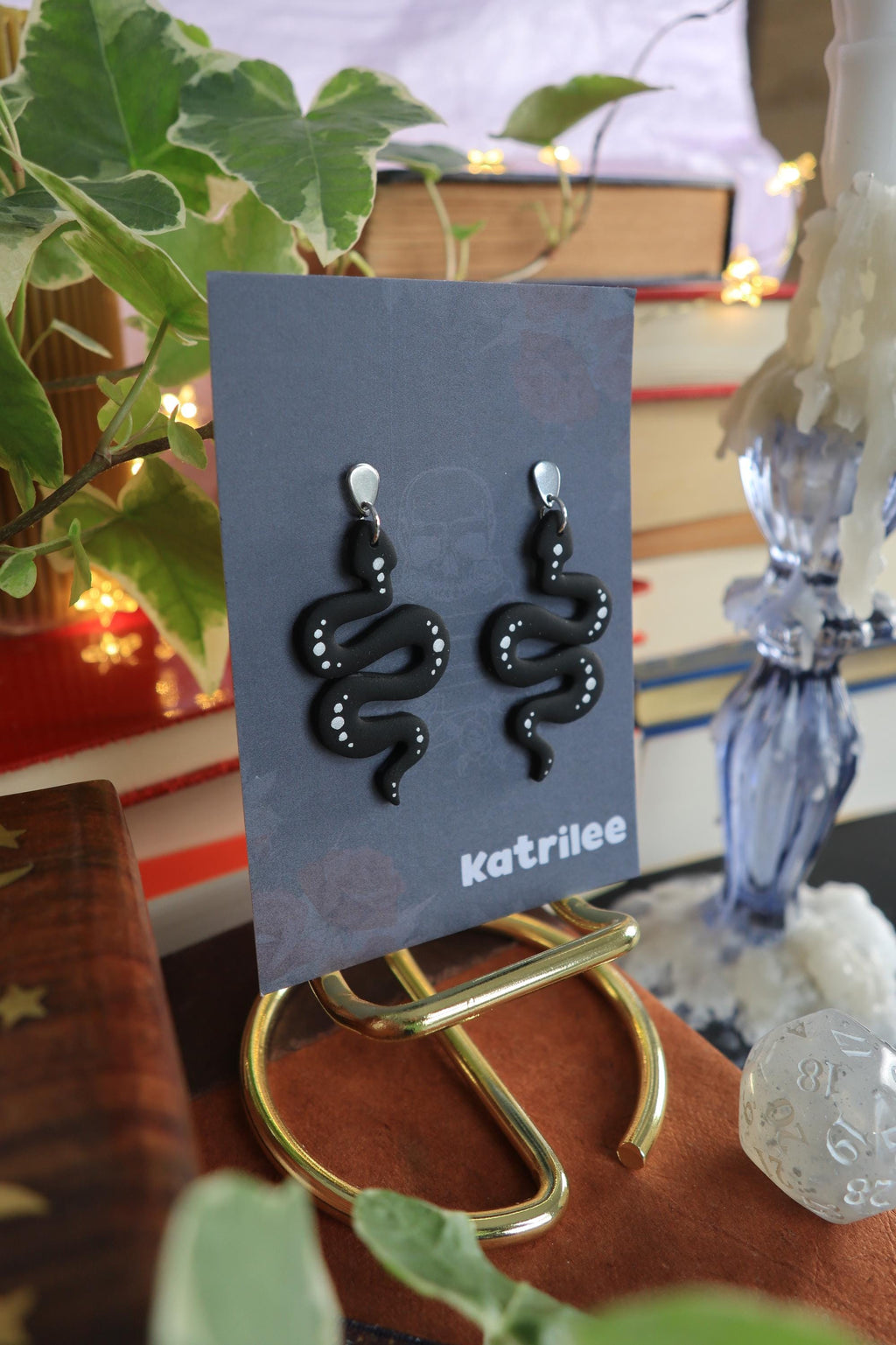 Black Snake Dangle Earrings: Gothic Witchy Jewelry