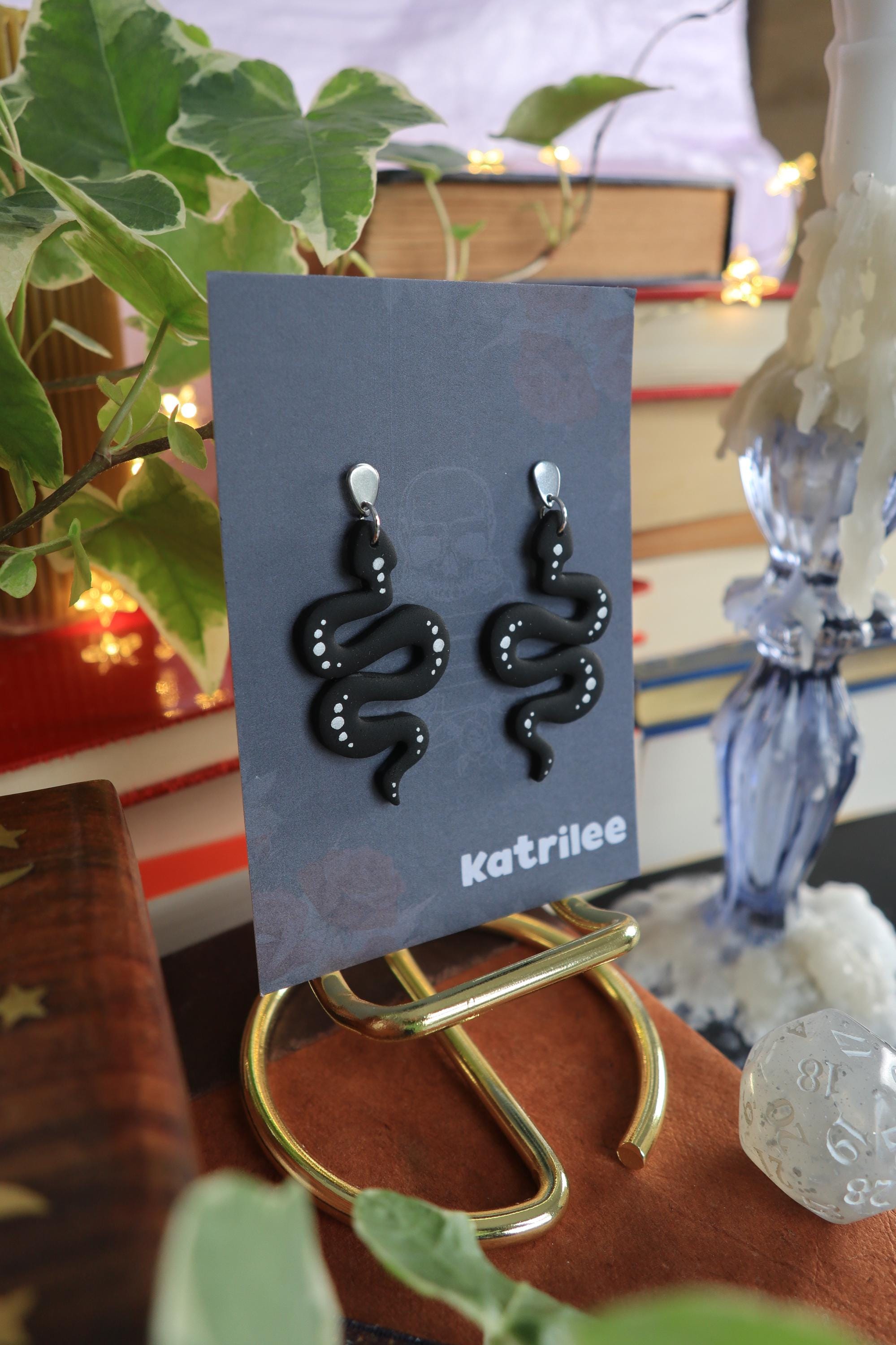 Black Snake Dangle Earrings: Gothic Witchy Jewelry