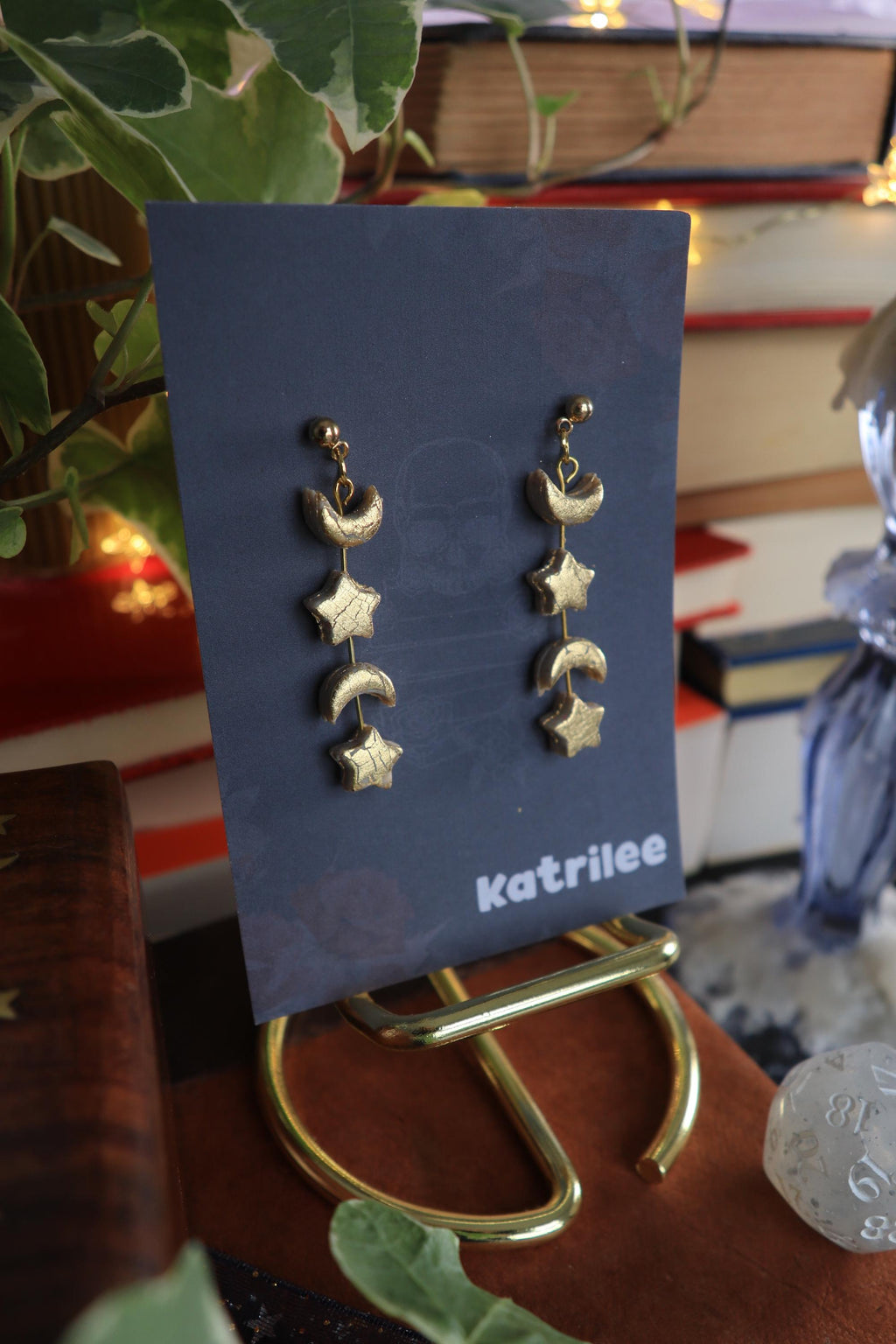 Star and Moon Dangle Earrings: Polymer Clay Celestial Jewellery