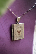 Dragon Book Locket necklace, Wyvern pendant necklace